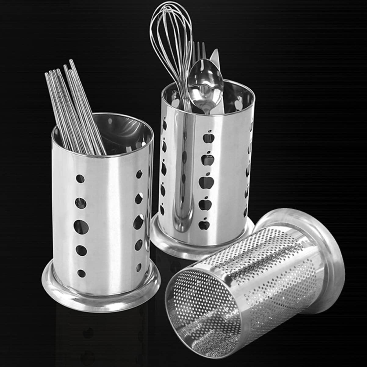 Alipis Tools Serving Stainless Steel 2pcs Utensil Chopsticks Small Stainless for Holder Holey Tableware Holes Organizer Canister Leachate Storage Kitchen Thicken Steel Utensils