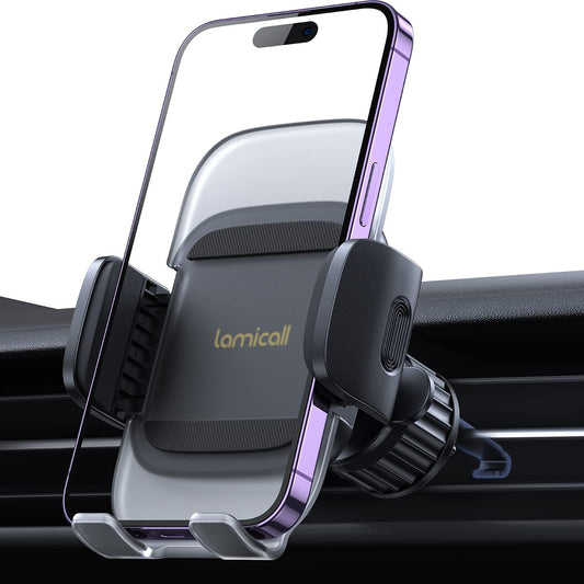 Lamicall Phone Holder Car Vent - Upgraded Spring Clip [Big Phone Friendly] Air Vent Cell Phone Mount for Car Hands Free Automobile Cradle Clip for iPhone, Android Smartphone, 4" to 7" Phone