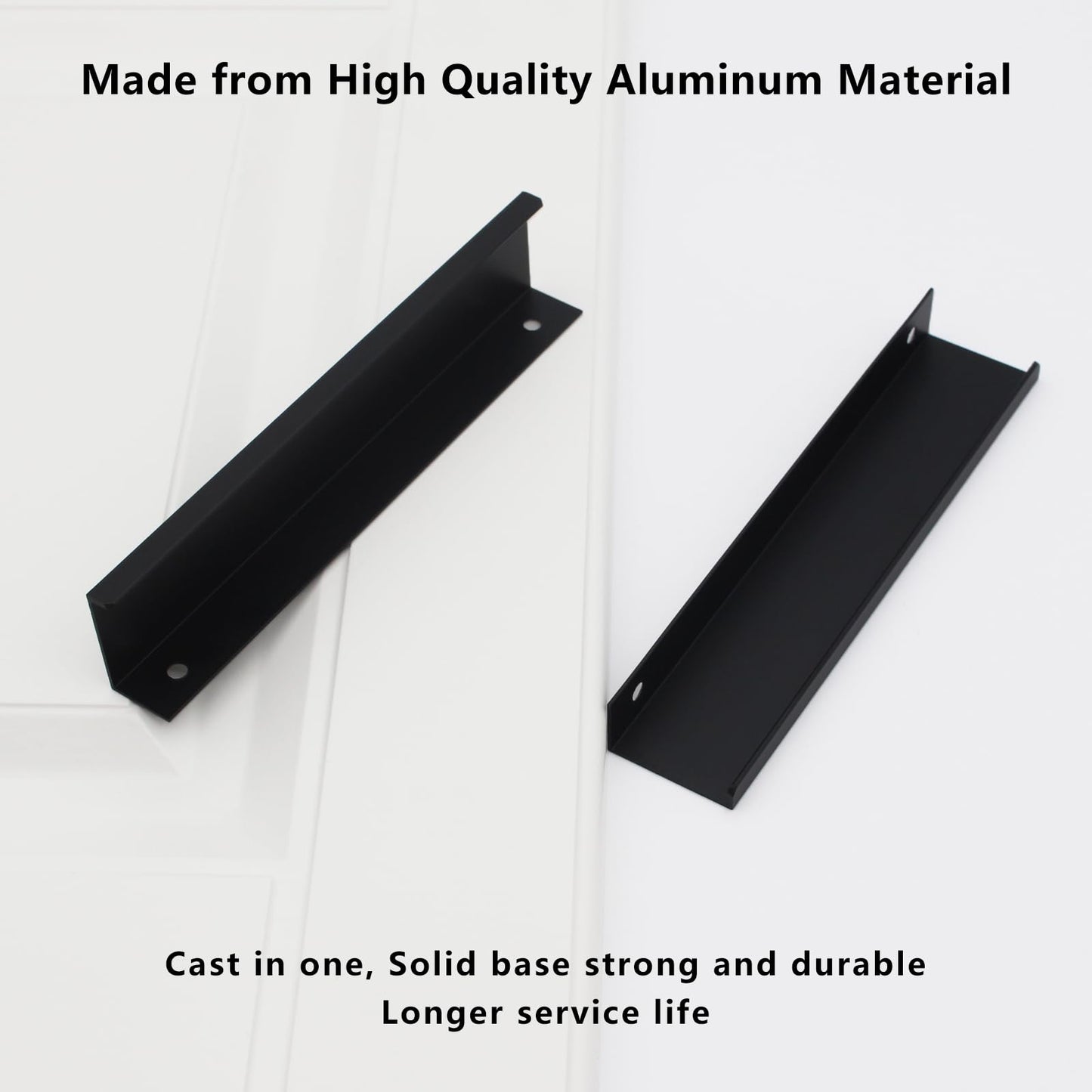 HANIHUA 10 Pack Black Cabinet Handles Modern Finger Edge Pulls for Cabinets 6"/150mm Length, Matte Black Drawer Pulls Kitchen Tabs Pull Hardware Aluminum