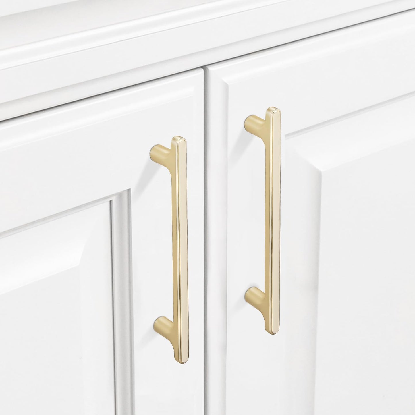 COTYKILEY 6 Pack 5 Inch(128mm) Brushed Brass Cabinet Handles Gold Kitchen Cabinet Pulls Cabinet Door Handles Kitchen Cabinet Hardware Cupboard Drawer Pulls Dresser Handles