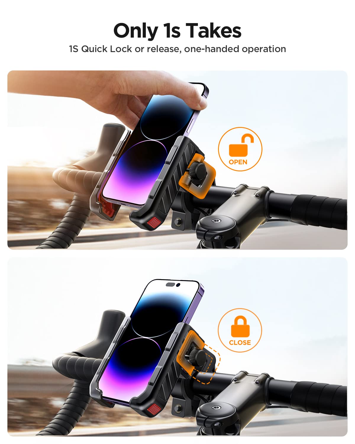 JOYROOM Motorcycle Bike Phone Mount Holder: Bicycle Handlebar Cell Phone Mount - Stroller Scooter Phone Clip for iPhone Samsung Galaxy 4.7''-7'' Smartphone - Mountain Dirt Bike Motorcycle Accessories