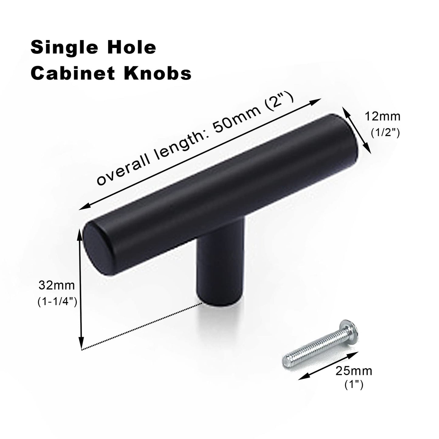 THSIREE 12PCS Cabinet Knobs, Black Cabinet Pulls Drawer Knobs, Single Hole Cabinet Hardware with Screws, for Kitchen Bedroom Furniture