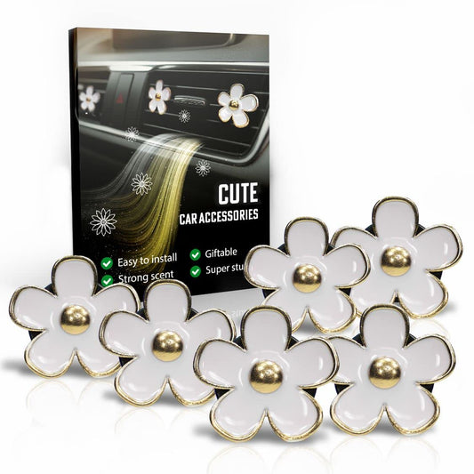 6 Pieces Daisy Car Decoration Flower Air Vent Clip Air Conditioning Outlet Clip Car Air Freshener Clip Car Interior Decor Charm Colorful Car Interior Accessories for Girls Women