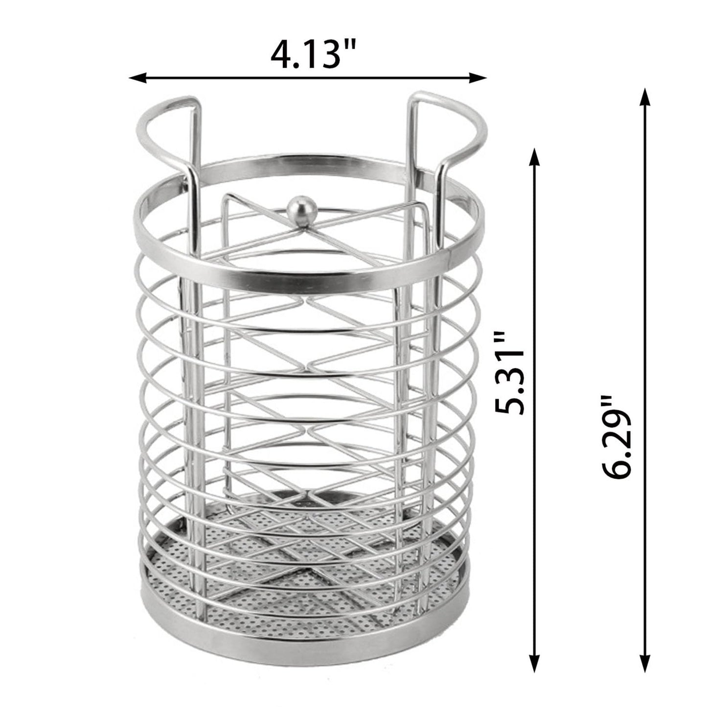 BESSKON Kitchen Utensils Holder for Countertop,4 Compartment Stainless Steel Cooking Utensil Holder for Spatula,Spoon and Fork,Round Silverware Caddy for Party,Flatware Organizer for Counter 4.1x6.2