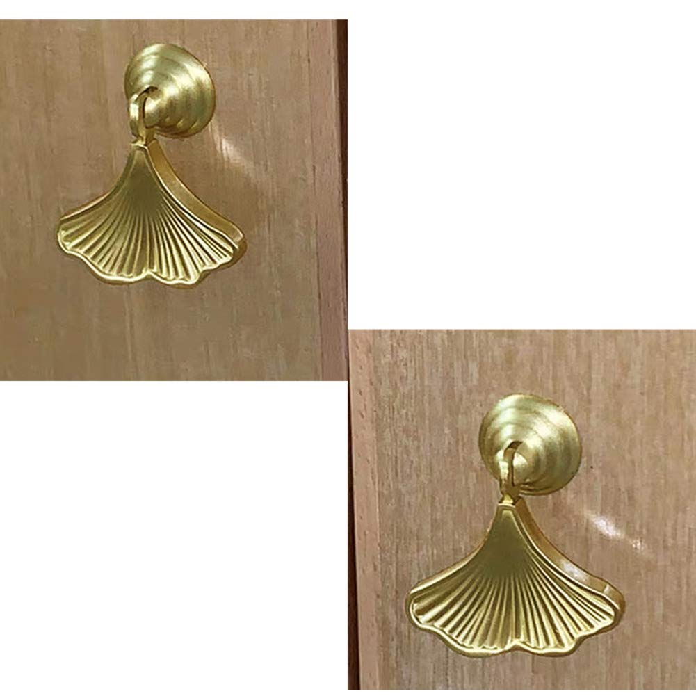 Geenite Furniture Knob Handles Golden Drop Pendant Pull Handle Fashion Ginkgo Leaf Shape Dresser Knobs for Kitchen Bathroom Cabinet Door Drawer 2 pcs