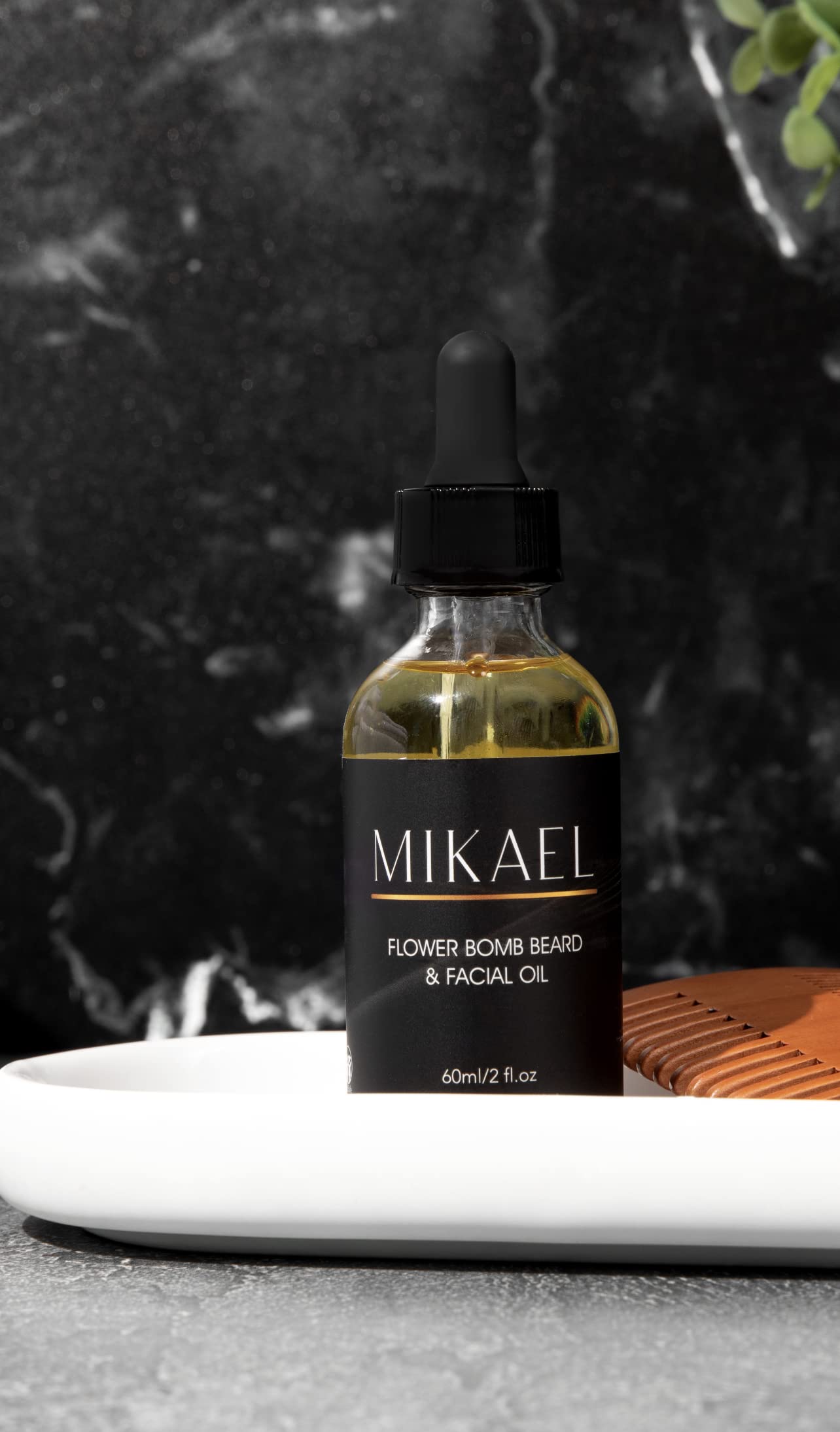 Mikael mens beard and skin oil helps acne scars, dry flaky skin and stretch marks, essential oils mix including saffron, grapeseed and jojoba oil 2oz