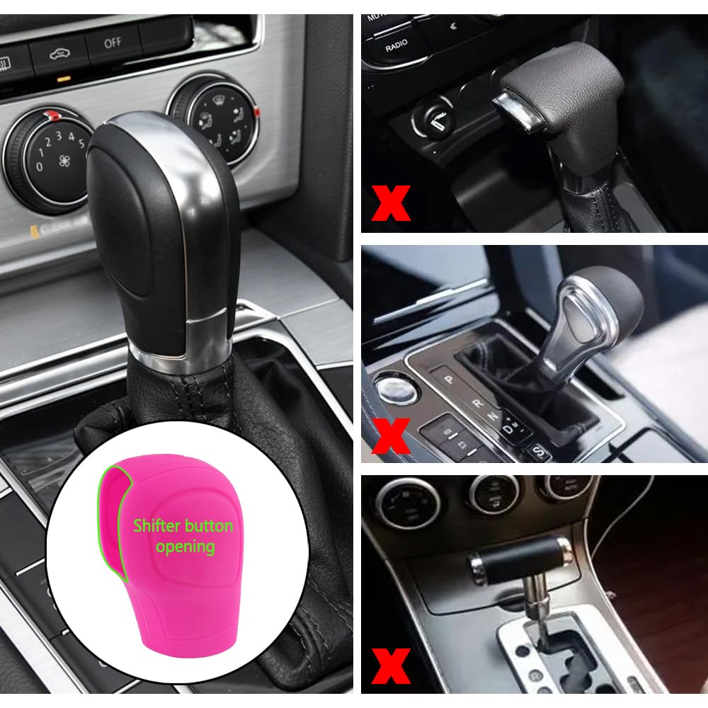 IHOTDER 2PCS Car Gear Shift Cover - Silicone Non-Slip Auto Gear Shift Knob Cover - Preventing Automatic Shifter Knobs Aging - Universal Car Interior Decor Accessories for Women or Man (Black)