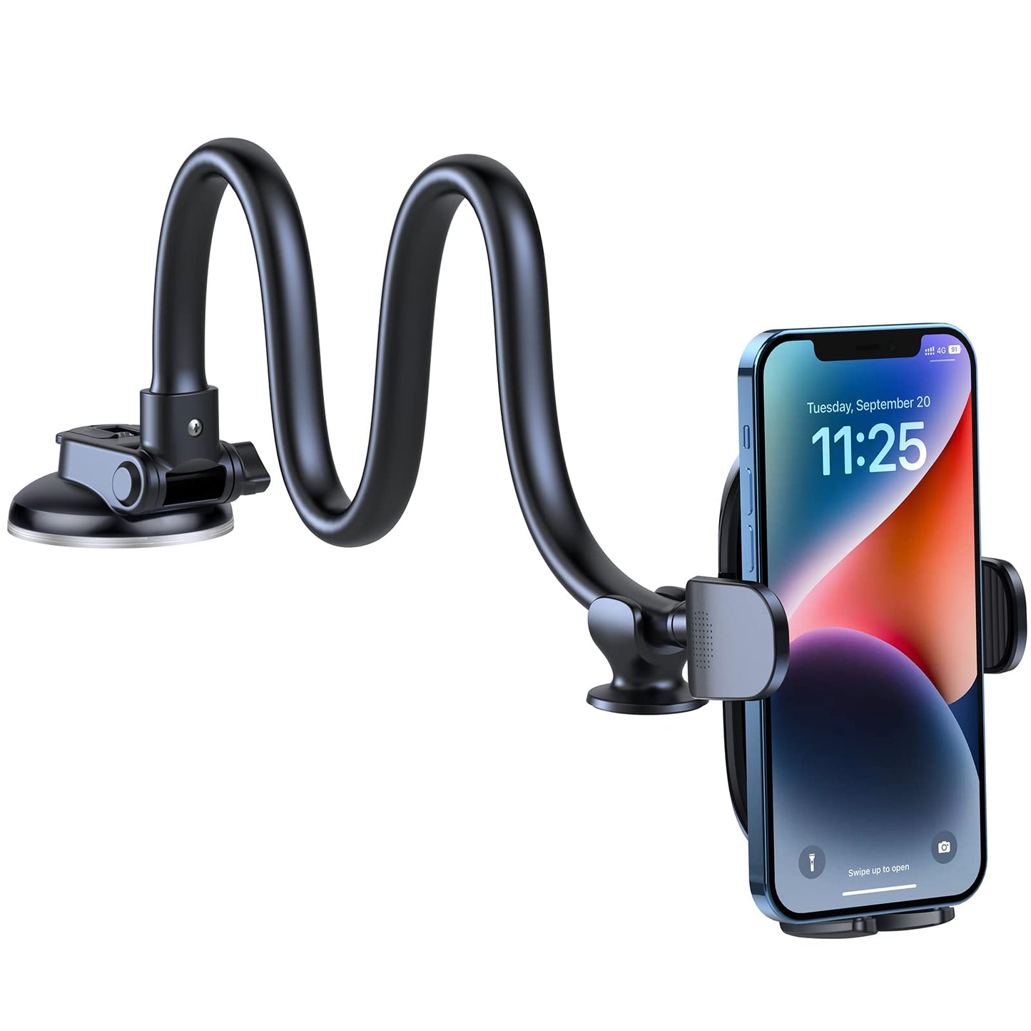 OQTIQ Phone Mount for Car [Gooseneck 13" Long Arm] Car Phone Holder for Dashboard, Windshield, Strong Suction Cup Cell Phone Holder for Car Truck for iPhone 14 13 Pro Max All Mobile Phones