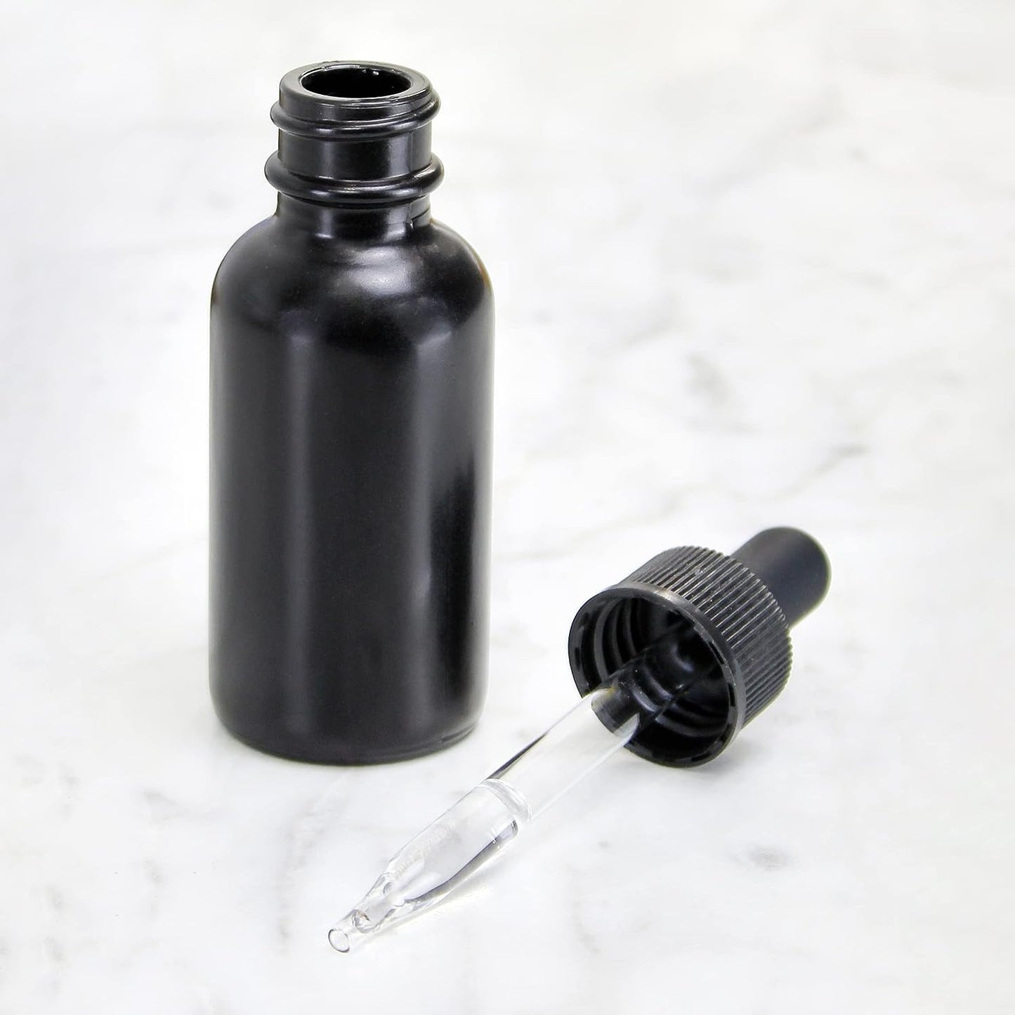 Cornucopia 1oz Black Coated Glass UV Resistant Eye Dropper Bottles (6 pack), UV Safe Bottles for Essential Oils and Aromatherapy