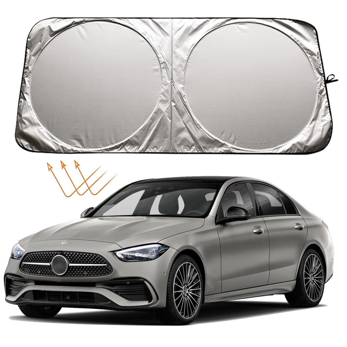 XHRING Windshield Sun Shade for Mercedes Benz C C300 A B E E350 GLA GLB GLK CLA CLK SLC SLK Class Accessories, Car Front Window Sunshade Sun Visor Shield for Mercedes Benz Maybach GLS600 GLA 250