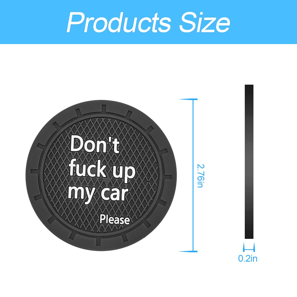 8sanlione 2 Pack Car Cup Holder Coasters, 2.75 Inch Non-Slip PVC Insert Cup Coaster, Anti-Scratch Auto Cup Mats for Women Men, Vehicle Interior Accessories Universal for Car, SUV, Truck (D Black/2PCS)