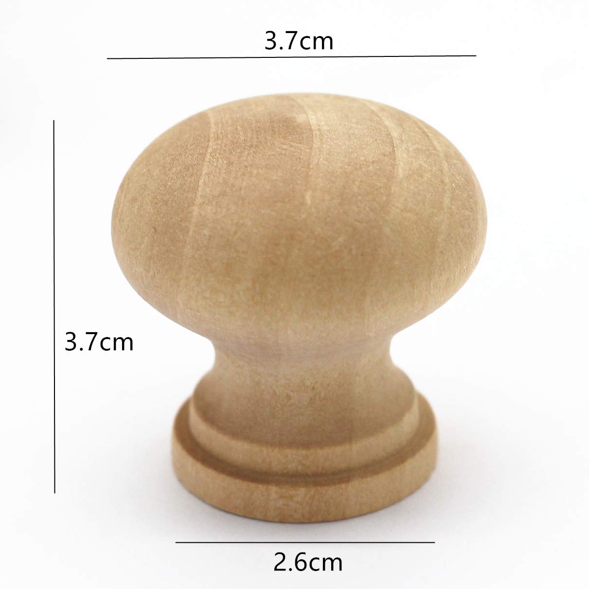 WEICHUAN 16PCS Round Unfinished Wood Cabinet Furniture Drawer Knobs Pulls Handles (Diameter: 3.7cm Height: 3.7cm)