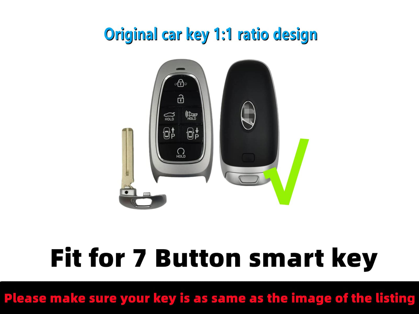 REPROTECTING Silicone Rubber Key Fob Cover Compatible with 7 Buttons 2019 2020 2021 Hyundai Sonata Nexo 2022 Hyundai Tucson 2023 Palisade Santa Fe TQ8-F08-4F28 95440-L1500