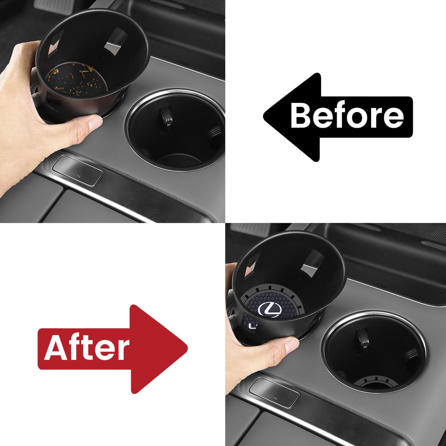 MUZOKE Car Cup Holder Coaster for Lexus RX ES GS LS NX RS GX LX RC LC RX350 is250 GX460 Anti Slip CupHolder Coaster Interior Accessories,Black