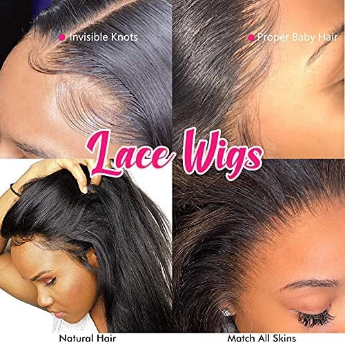 Lace Front Wigs Human Hair Straight 13x4 HD Transparent Lace Front Wig Human Hair Pre Plucked with Baby Hair 150% Density Brazilian Virgin Lace Frontal Wigs for Black Women Natural Color 18 Inch