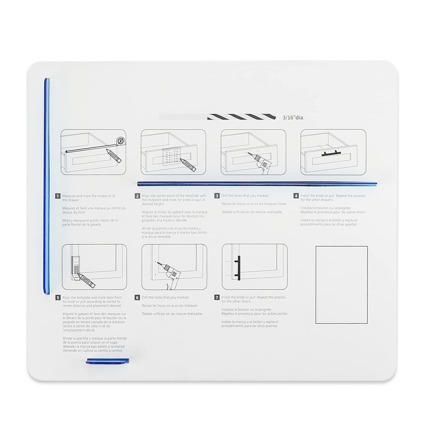 homdiy Cabinet Handle Template Drill Mounting Template (1 Pack) - Hardware Installation Template Guide for Cabinet Knobs, Drawer Pulls,Cabinet Hardware