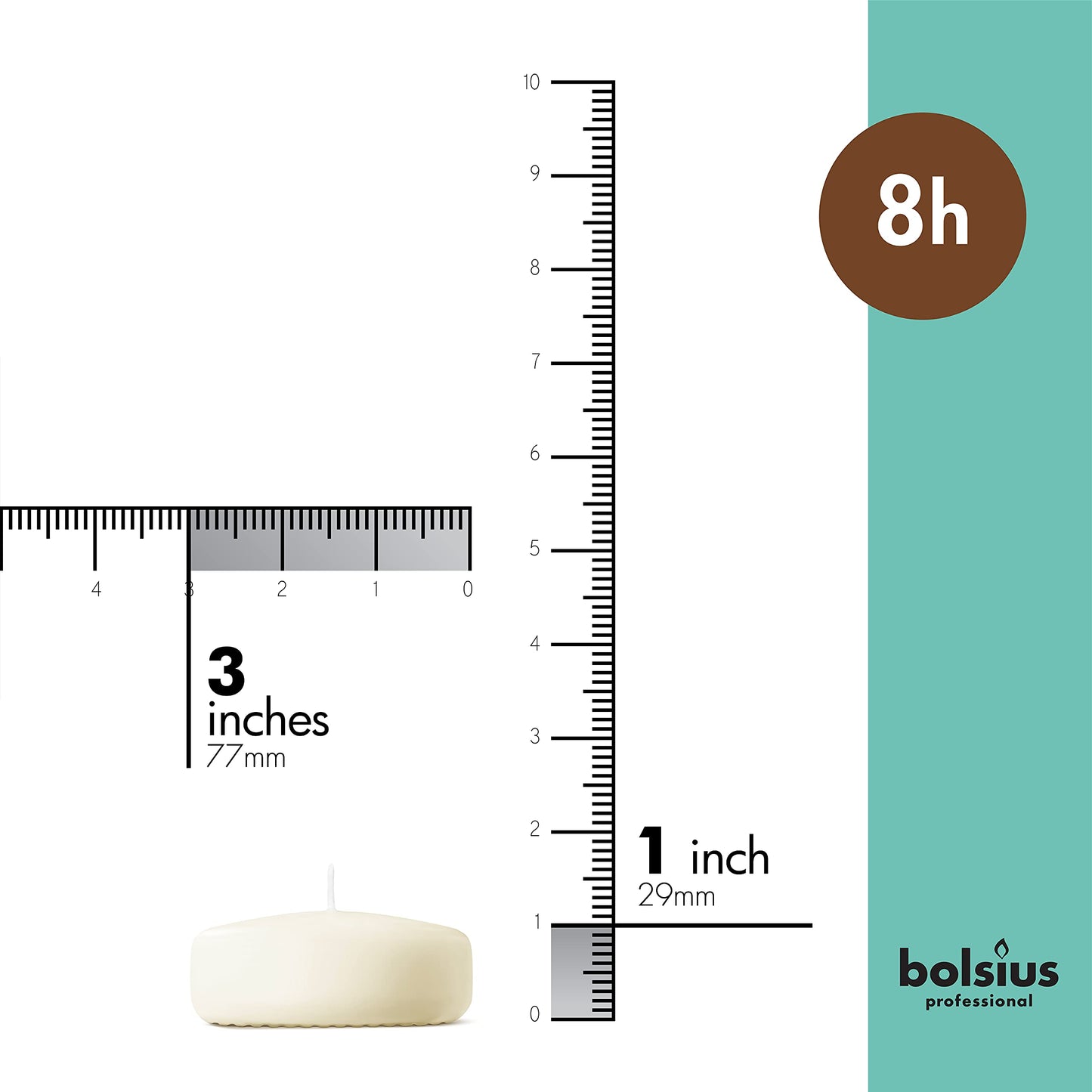 BOLSIUS Ivory Floating Candles 3 inch - 12 Pack Water Candles - Premium European Quality - 8 Hour Clean Burning - No Palm Oil - 0% Animal Fat - Cotton Wick - Centerpiece Decor, Romantic Wedding Events