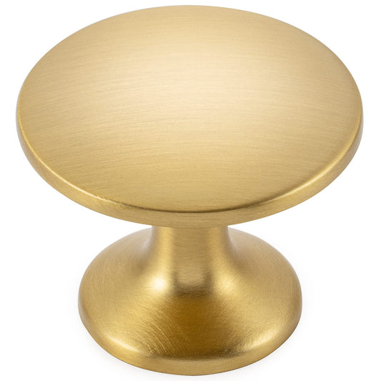 KOOFIZO Round Cabinet Knob - Brushed Gold Pull Handle (Dia.30mm / 1.2 Inch), 10-Pack for Kitchen Cupboard Door, Bedroom Dresser Drawer, Bathroom Wardrobe Hardware