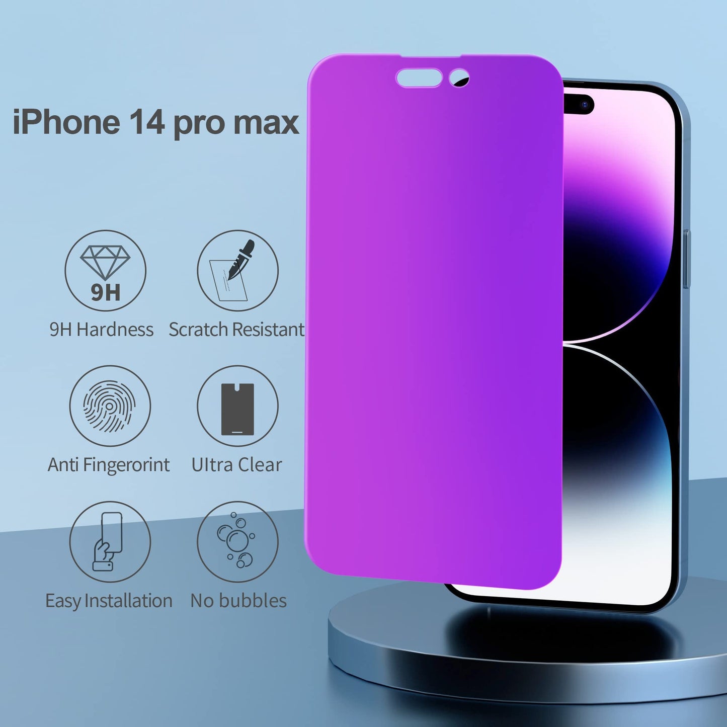 PDDKISS Compatible for iPhone 14 Pro Max Privacy Screen Protector 6.7 inch Display, Gradient Colorful Anti Spy Anti Blue Light HD Screen Protector Tempered Glass Easy Installation