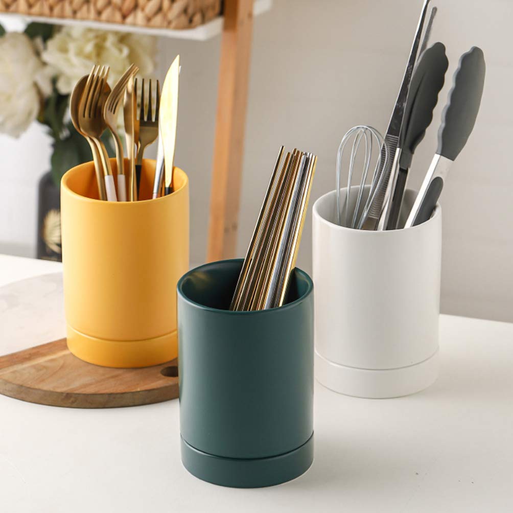 Kichvoe Utensil Holder Kitchen Utensil Holder Cooking Utensil Holder, Ceramic Silverware Holder Flatware and Cutlery Utensil Crock for Kitchen Countertop ( Green ) Utensil Holder Plastic Spoons