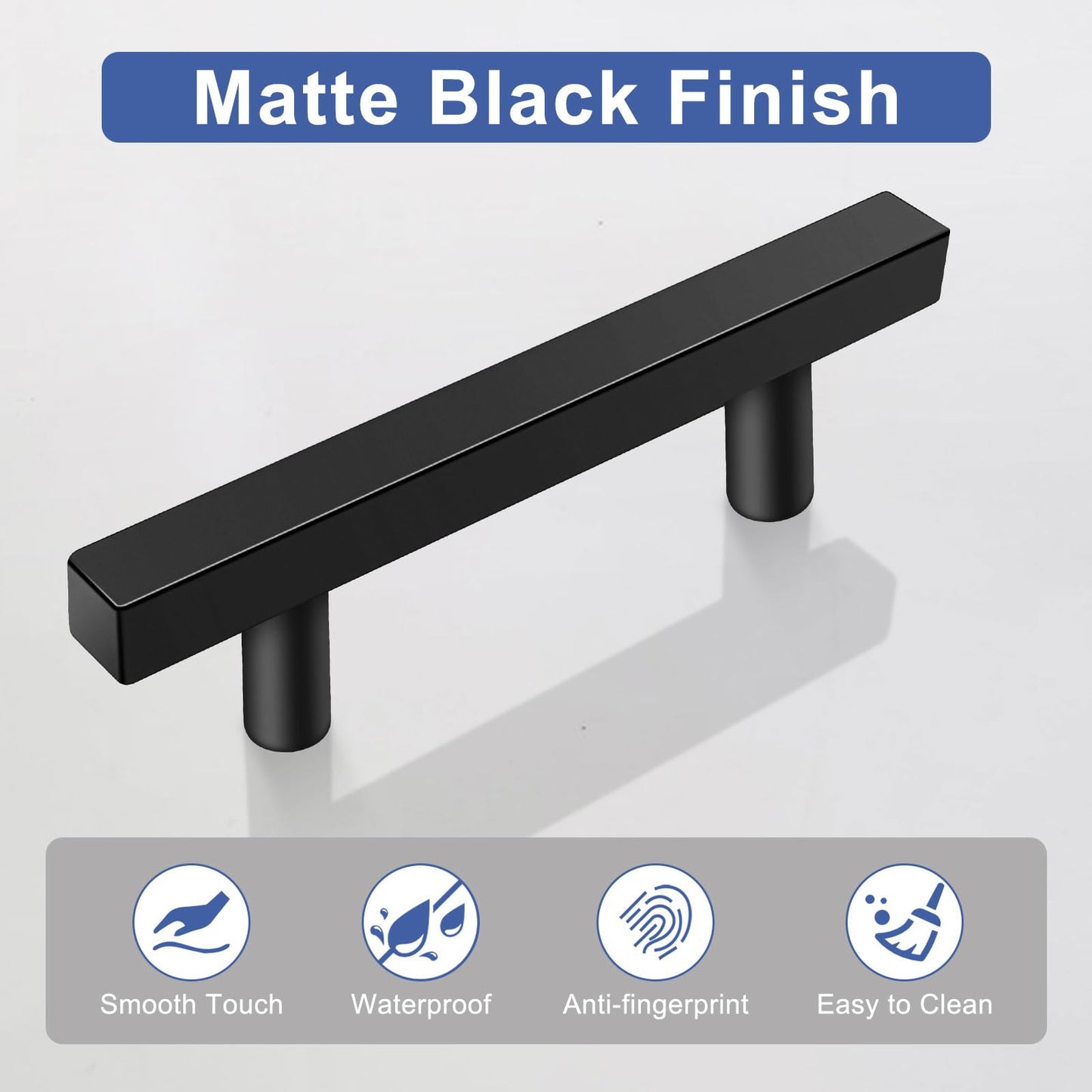 Onateel 30 Pack 5 Inch Matte Black Cabinet Pulls Stainless Steel Kitchen Cabinet Handles, 3 Inch Hole Center Cabinet Drawer Pulls Kitchen Cabinet Hardware Pulls