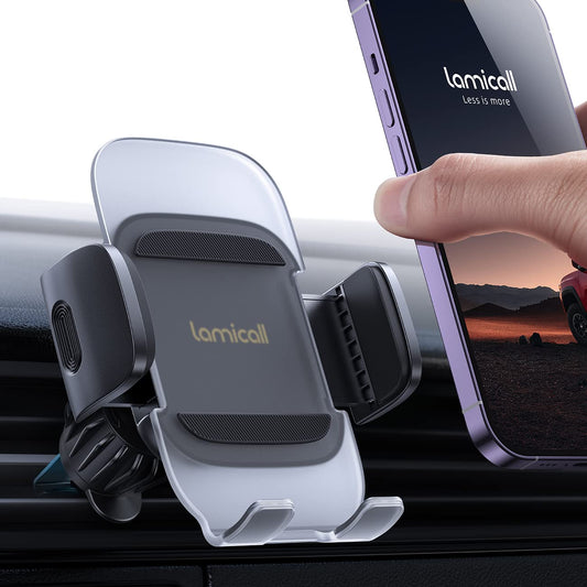 Lamicall Phone Holder Car Vent- Upgraded-2nd Generation Cell Phone Mount Cradle [Thick Phone Friendly] Hands Free Phone Stand for Car Phone Mount Fit iPhone 15 14 13 12 Pro Max Plus Smartphone