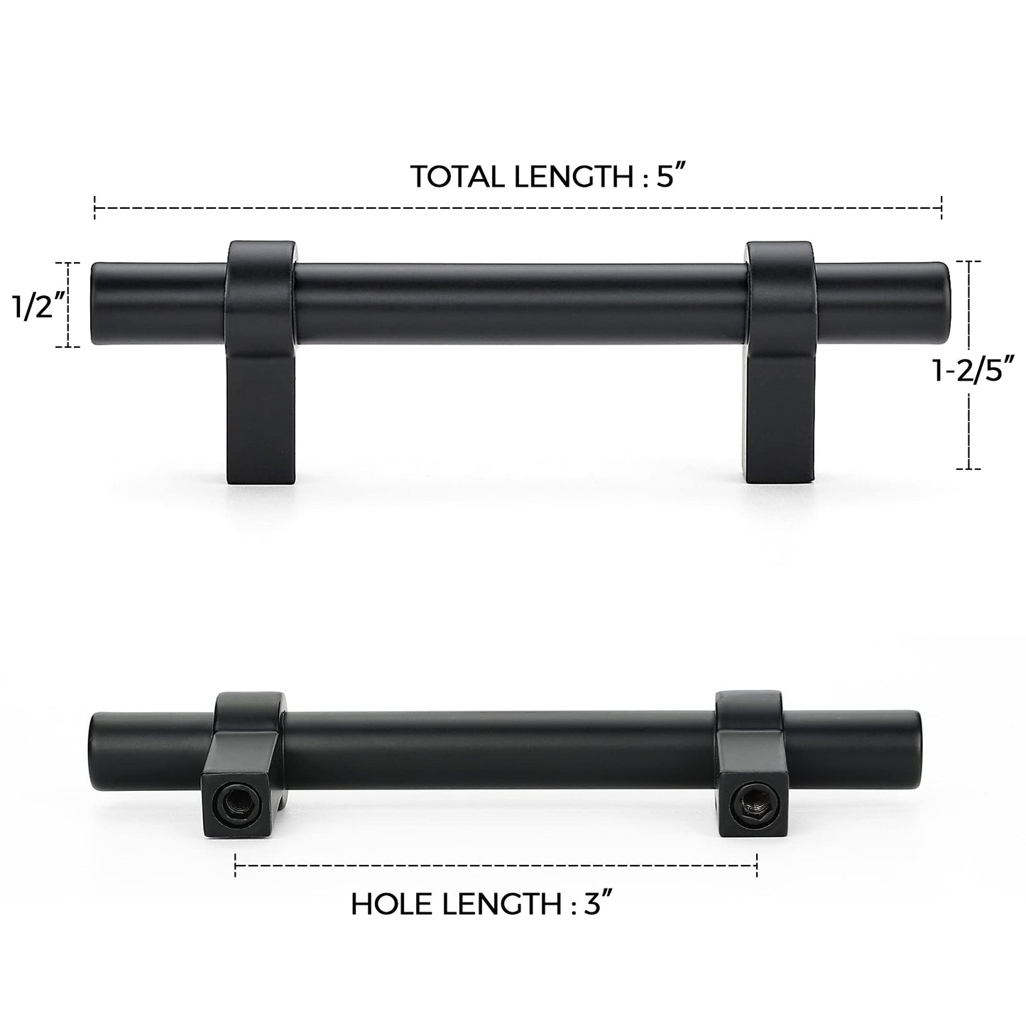 Home Expert 25 Pack Cabinet Handles 3 Inch Black Cabinet Pulls Matte Black Kitchen Cabinet Handles Drawer Pulls with Square Base Kitchen Cabinet Hardware 5 Inch Overall Length