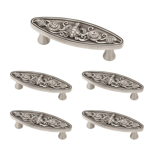 Franklin Brass Seaside Cottage Oval Cabinet Pull, Silver, 3 Inch Drawer Handle, 5 Pack, PBF663-BSP-C1