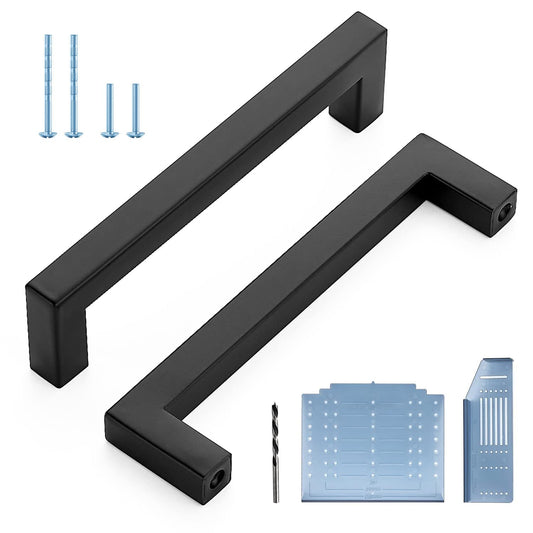 Ravinte Black Cabinet Pulls 30 Pack 5 Inch Square Kitchen Cabinet Handles Modern Hardware for Kitchen Cabinets Cupboard with Drill Mounting Template