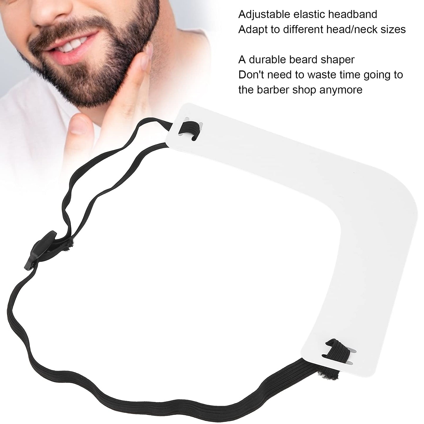 Meiyya Trimming Guide,Hairline Shaping Tool Beard Template,Plastic Mustache Neckline Trimming Guide Shaper Elastic Headband Neckline Guide Beard Shaping Tool for Travel for Salon for Home