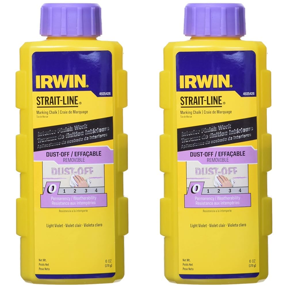 IRWIN Tools STRAIT-LINE Dust-Off Marking Chalk, 6-ounce (4935426), Purple (Pack of 2)