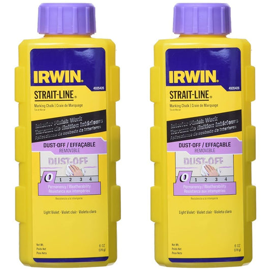 IRWIN Tools STRAIT-LINE Dust-Off Marking Chalk, 6-ounce (4935426), Purple (Pack of 2)