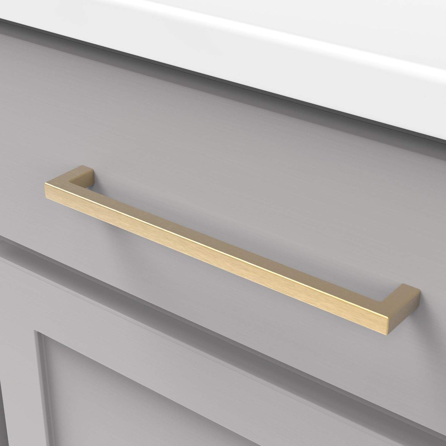 Hickory Hardware 1 Pack Solid Core Kitchen Cabinet Pulls, Luxury Cabinet Handles, Hardware for Doors & Dresser Drawers, 8-13/16 Inch (224mm) Hole Center, Brushed Golden Brass, Skylight Collection