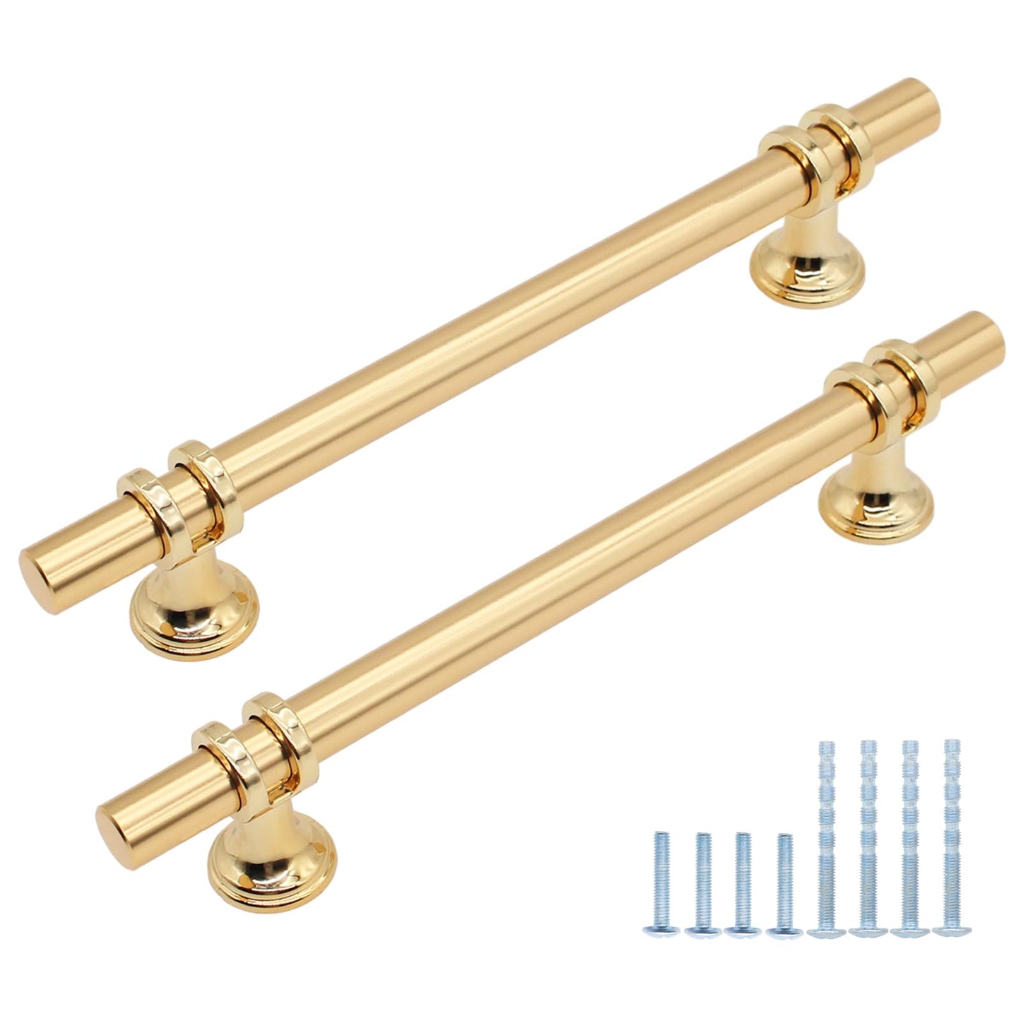 HANIHUA 10 Pack Gold Kitchen Cabinet Handles Brushed Brass Cabinet Pulls, 5 inch (128mm) Gold Drawer Pulls Modern Cabinet Hardware Dresser Handles for Cabinets