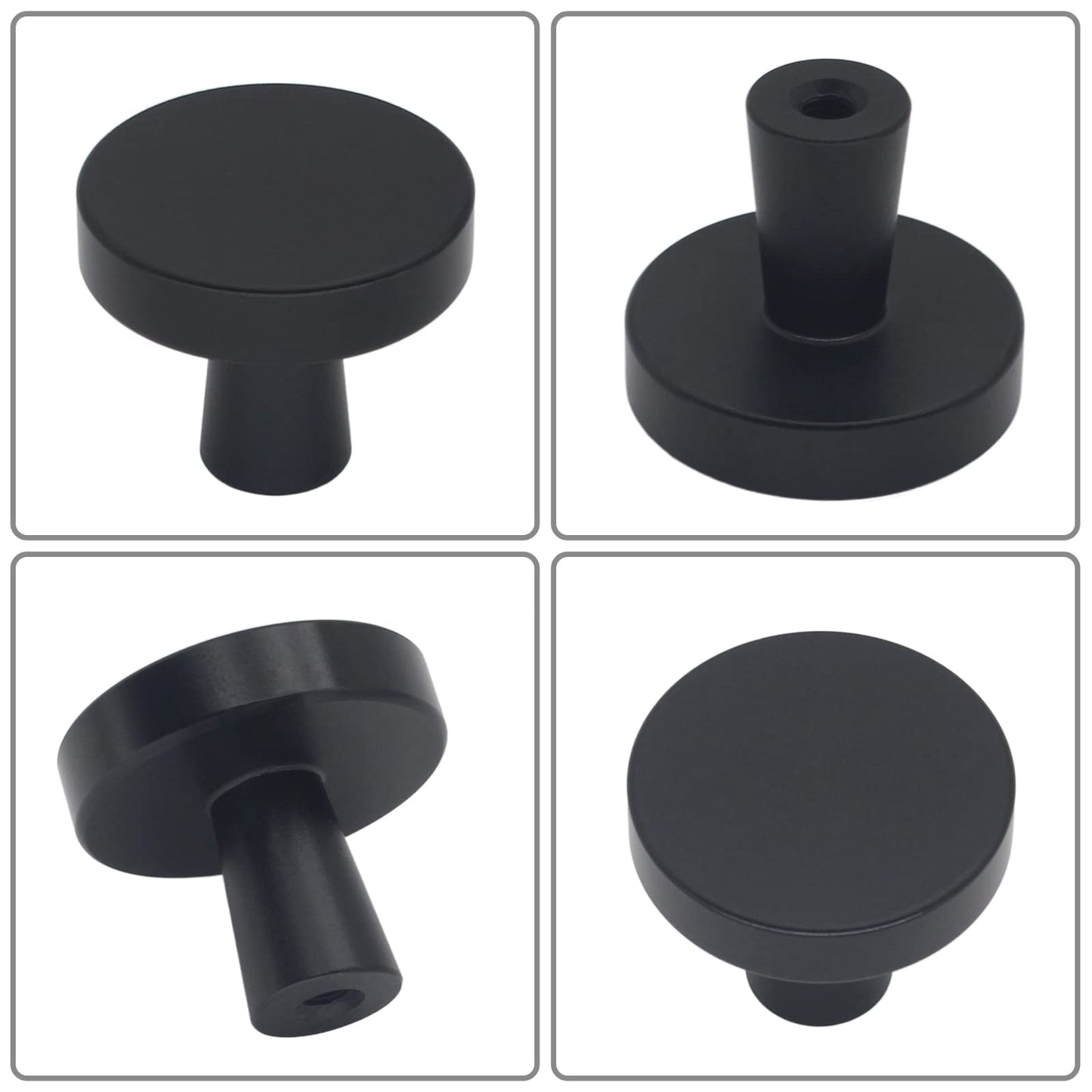 HANIHUA 25 Pack Black Cabinet Knobs Dresser Knobs, Solid Kitchen Cabinet Knob Drawer Knobs, Single Hole Pulls Matte Black Knobs for Cabinets and Drawers