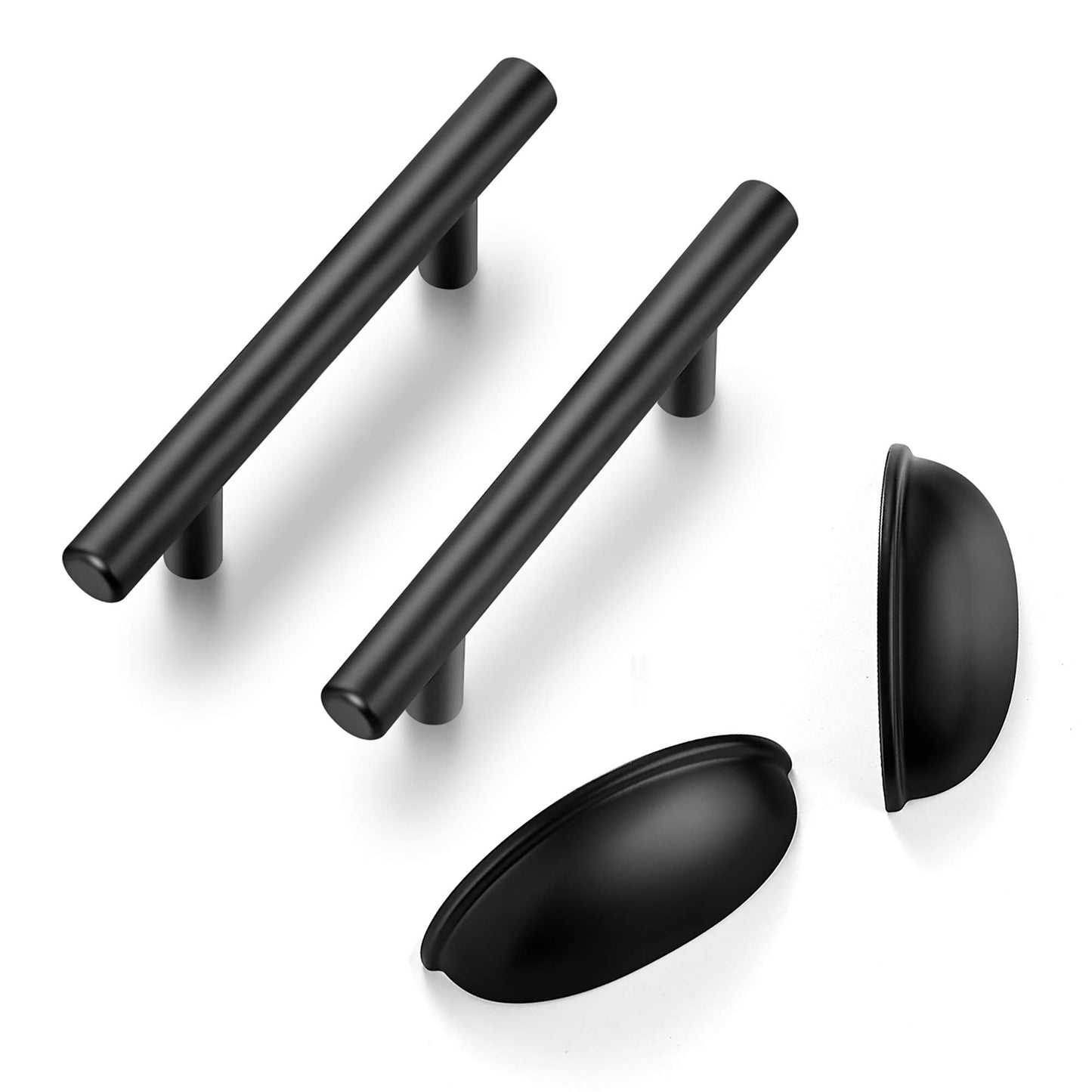 Ravinte 25Pcs Handles+10Pcs Cup Pulls Kitchen Cabinet Handles Matte Black Cabinet Pulls Black Drawer Pulls Kitchen Cabinet Hardware Kitchen Handles for Cabinets Cupboard Handles Drawer Handles