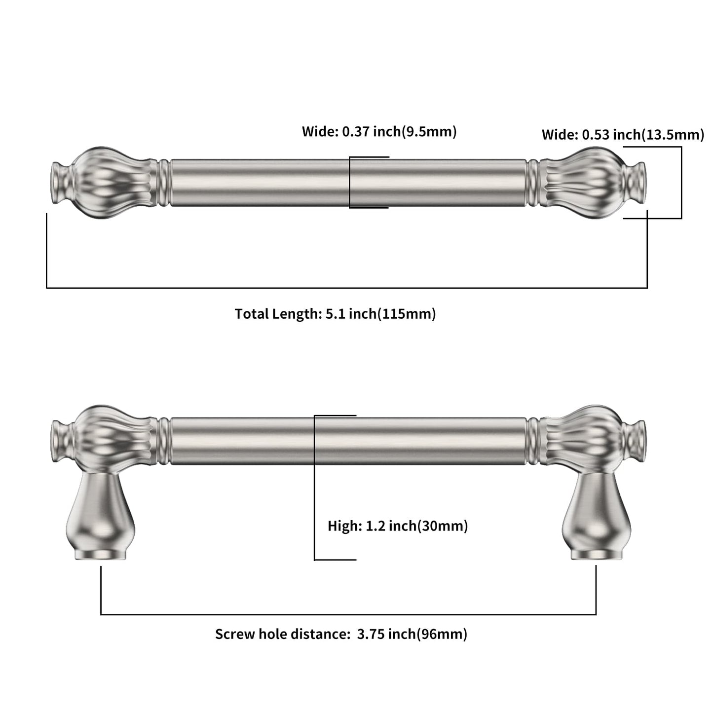 Asidrama 10 Pack 3.75 Inch(96mm) Brushed Satin Nickel Kitchen Cabinet Handles, Cabinet Pulls Kitchen Cabinet Hardware for Cupboard Drawer Handles Dresser Pulls