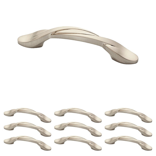 Franklin Brass Curved Cabinet Pull, Nickel, 3 Inch Drawer Handle, 10 Pack, P35518K-SN-B