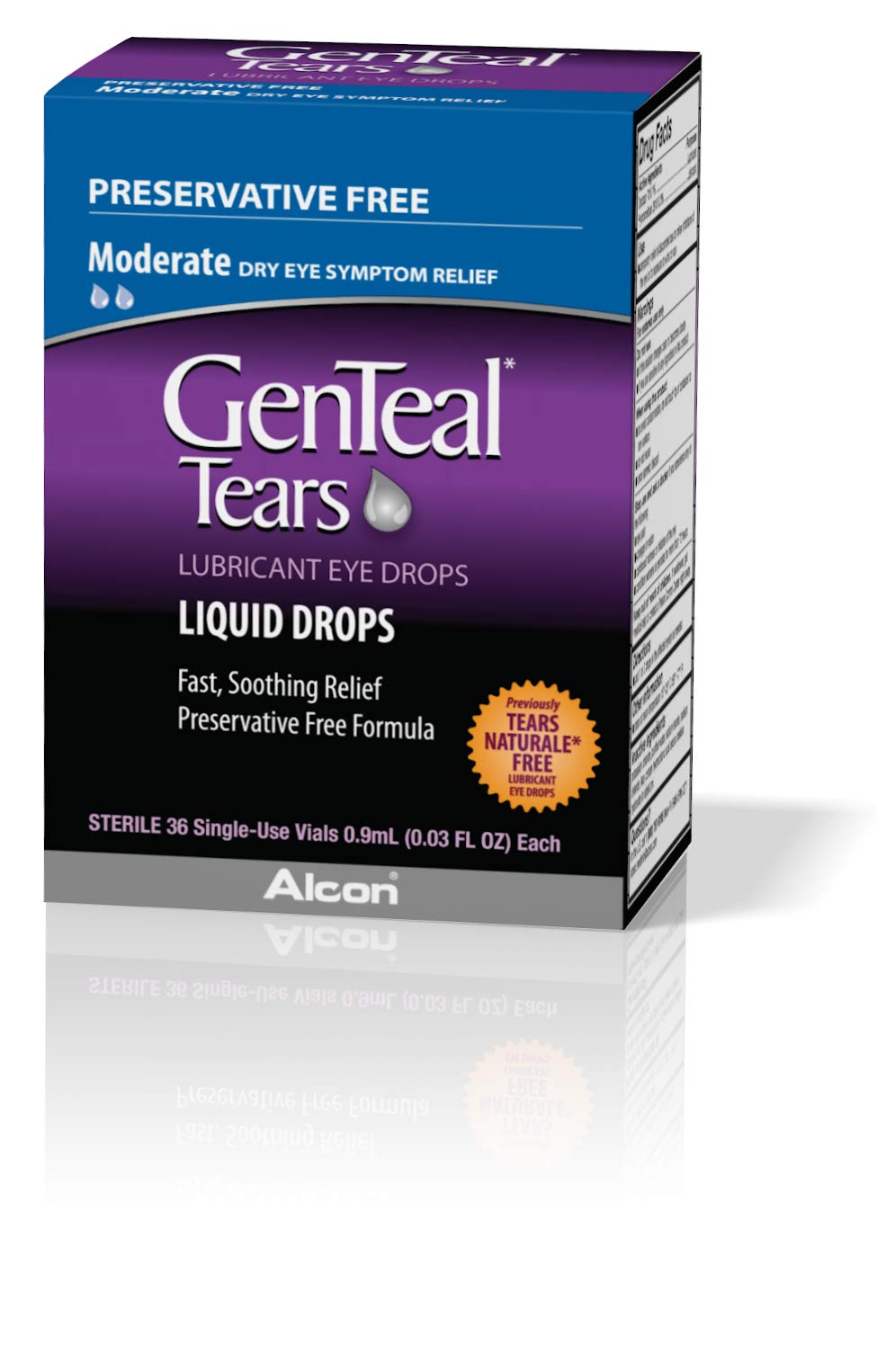 GenTeal Tears Lubricant Eye Drops, Moderate Liquid Drops, SingleUse Vials,1 pack of 36 ct , 0.03 Fl Oz