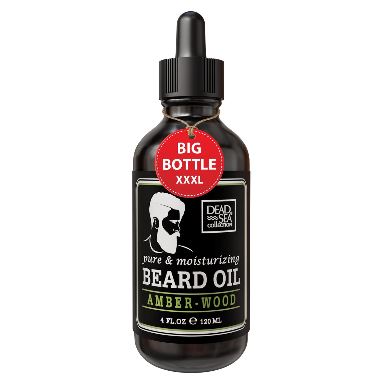 Dead Sea Collection Amber Wood Scented Beard Oil For Men - Natural Beard And Mustache Moisturizer – Men’s Beard Care Softener And Nourishing Treatment - 4 Fl. Oz