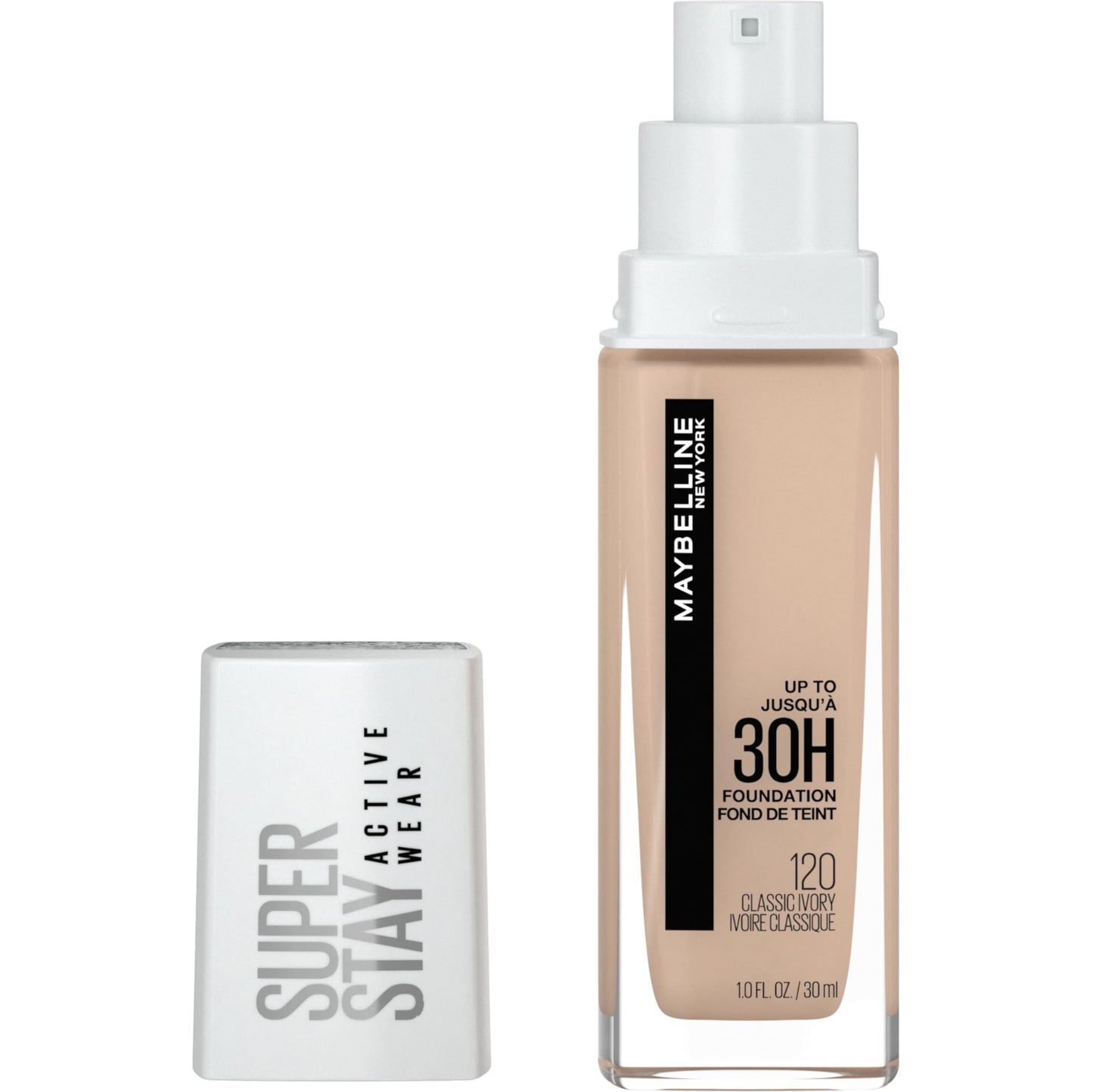 Maybelline Super Stay Full Coverage Liquid Foundation Active Wear Makeup, Up to 30Hr Wear, Transfer, Sweat & Water Resistant, Matte Finish, Classic Ivory, 1 Count