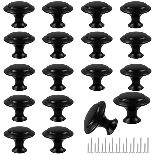 Romeda 18 Pieces Drawer Knobs, 30mm Black Cabinet Knobs, Drawer Pulls and Knobs, Dresser Knobs, Kitchen Knobs, Dresser Drawer Knobs, Knobs for Cabinets with Screw