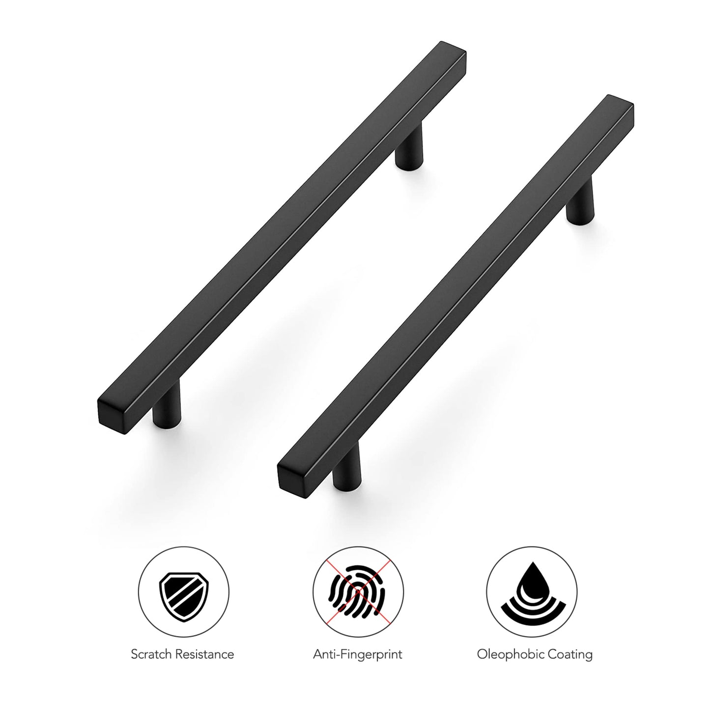 Ravinte 10 Pack 8-13/16" Square Cabinet Pulls Matte Black Stainless Steel Kitchen Cupboard Dresser Handles Cabinet Handles 8-13/16" Length, 6-3/10" Hole Center