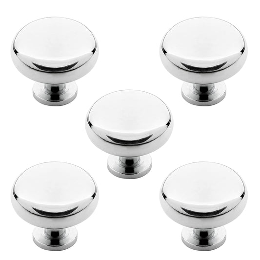 Luomorgo 5 Pack Polished Chrome Cabinet Knobs Round Kitchen Cabinet Door Knobs Drawer Knobs Round Drawer Handles for Bathroom Closet Dresser