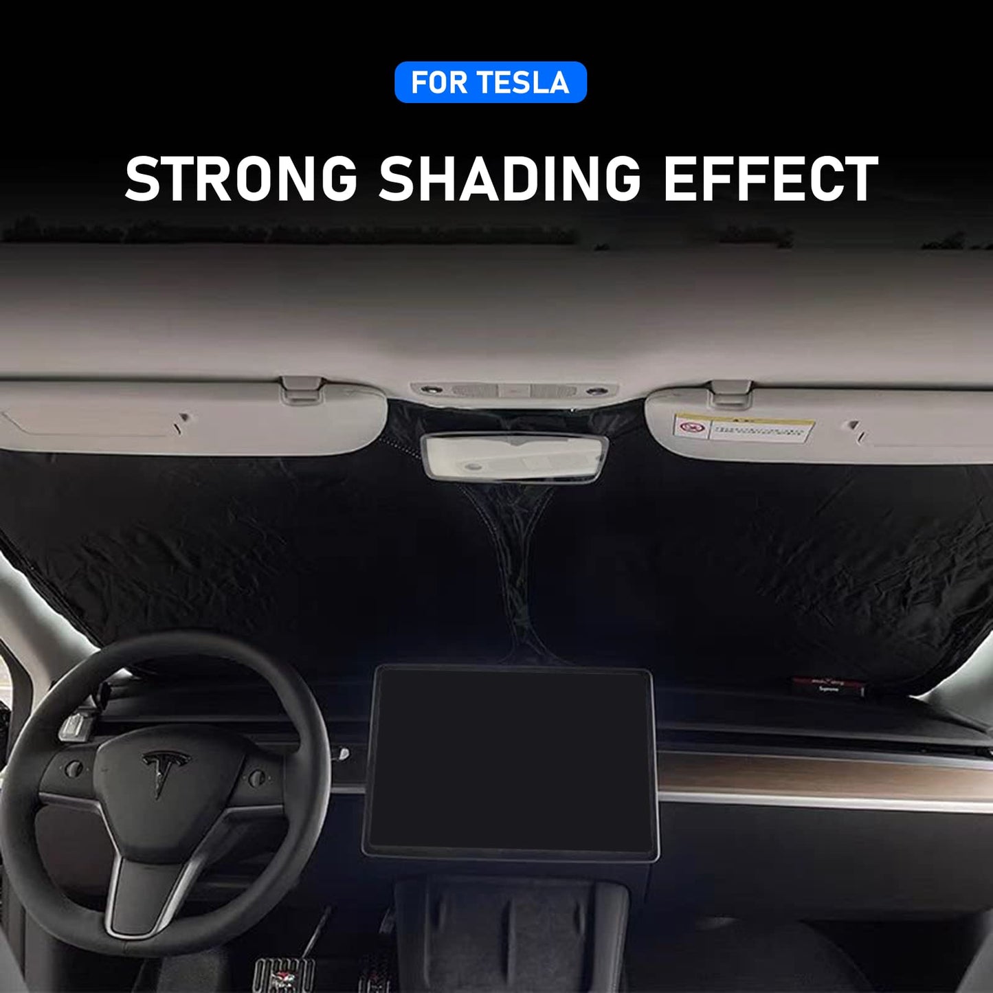 MASHA Car Windshield Sun Shade Compatible for Tesla Blocks UV Rays Sun Visor Protector, Front Window Sunshade Visor for Tesla Model 3 Model Y 2016-2023 Accessories