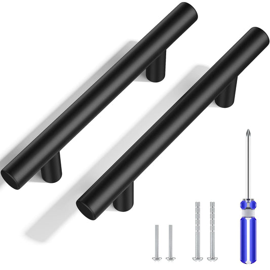 Kmall 30 Pack | 3 Inch Center to Center Cabinet Handles Drawer Pulls for Kitchen Matte Black Cabinet Pulls Stainless Steel, 5" Length (3" Hole Center) Kitchen Cabinet Hardware