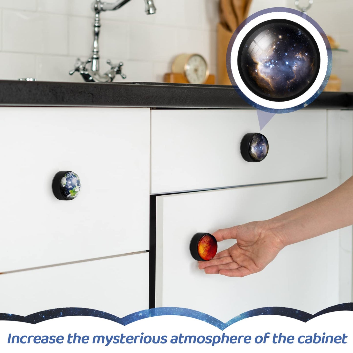 Yuxung 12 Pieces Planet Dresser Knobs Constellation Table Cabinet Knobs Drawer Pulls Handle with Screws for Dressing Cupboard Wardrobe Closet, 1.2 Inches/ 30 mm