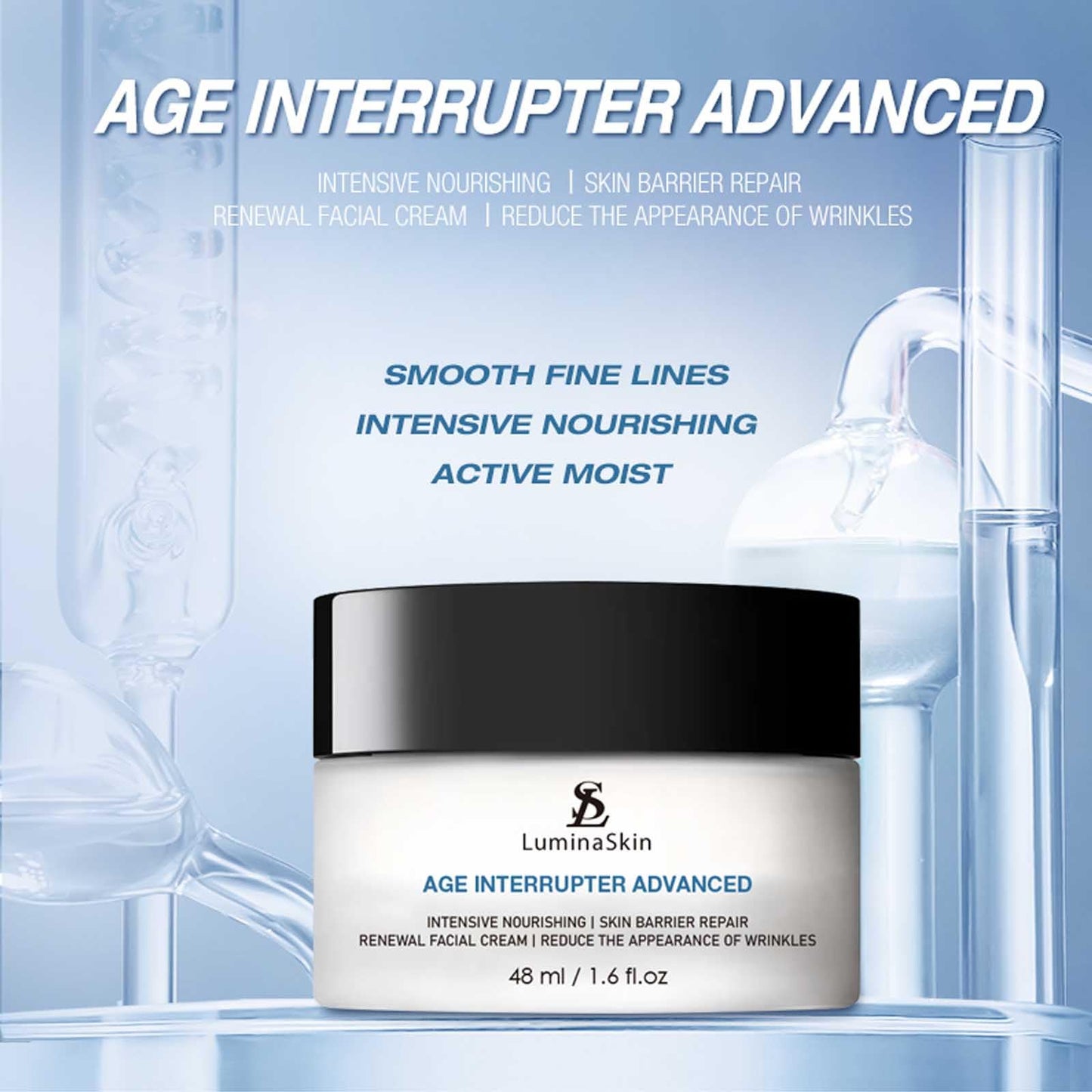 LuminaSkin Age Interrupter Advanced Cream Intensive Nourishing Skin Moisturizer - Skin Barrier Repair - Renewal Facial Cream 48ml