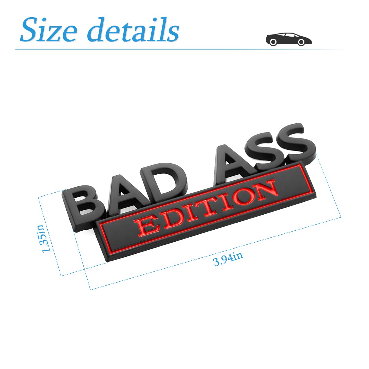 Car Bad Ass Edition Emblem, 3D Fender Badge Decal Car Sticker with 3M Adhesive, Auto Accessories for Tailgate Front Grille Hood Trunk, Car Replacement Compatible with Motorcycle SUV Truck