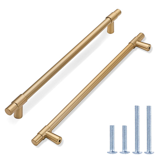 Newlaking 6 Pack Champagne Bronze Cabinet Pulls 10 Inch (256mm) Hole Center, Brushed Brass Drawer Pulls Champagne Bronze Kitchen Cabinet Handles Cabinet Hardware for Dresser Drawers